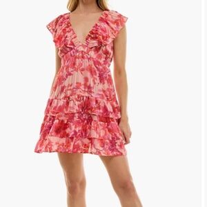 Double Ruffle Metallic Minidress